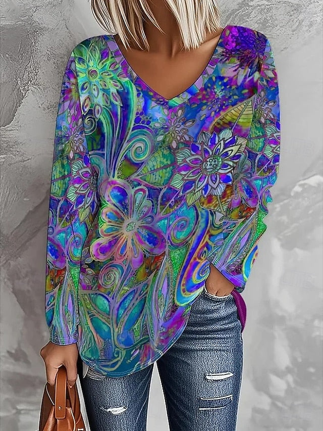 Women's T Shirt Print Graphic Abstract Vintage Fashion