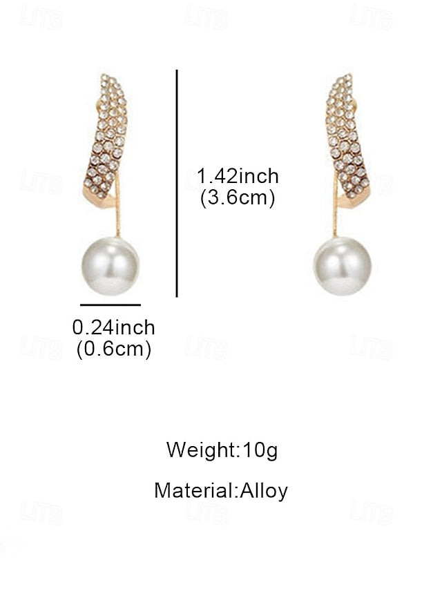 Pearl with Crystal Elegant Detailing Earrings Gold-Plated –
