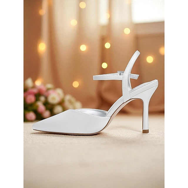 Green Strap Ankle - Women's Stiletto Heels with Satin