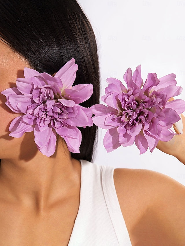 Floral Oversized Women's - Statement Earrings Drop Flower