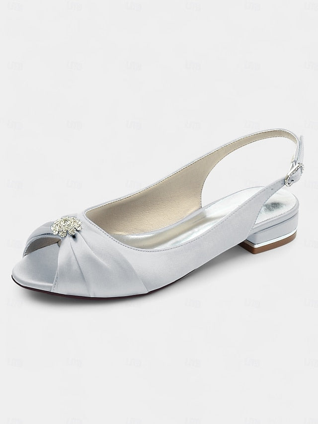 Wedding with Crystal Slingback Women's Satin Heels