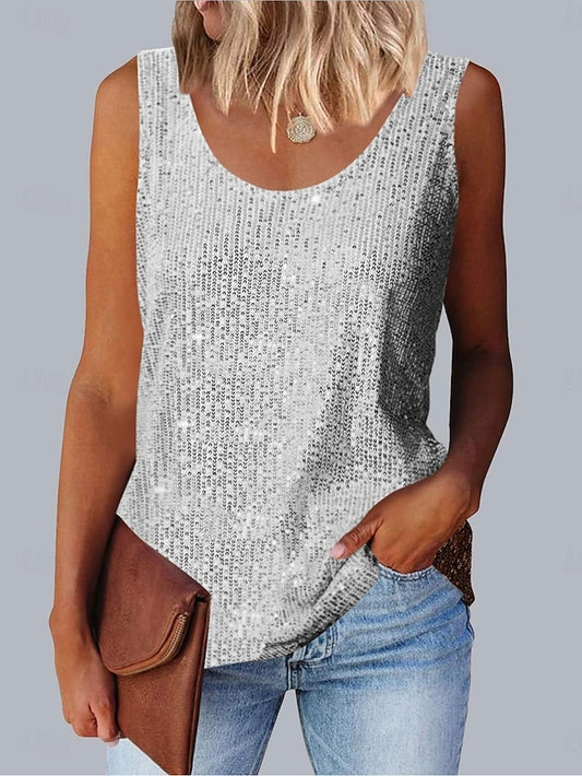Women's Camisole Tank Top Sequins Solid Color Daily Casual