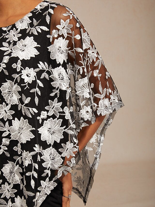 Women's Blouse Lace Tops Lace Embroidered Floral Elegant