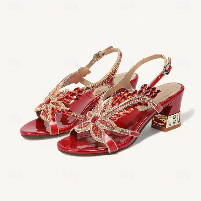 Party Shoes Rhinestone Round Wedding Sandals Women's Toe