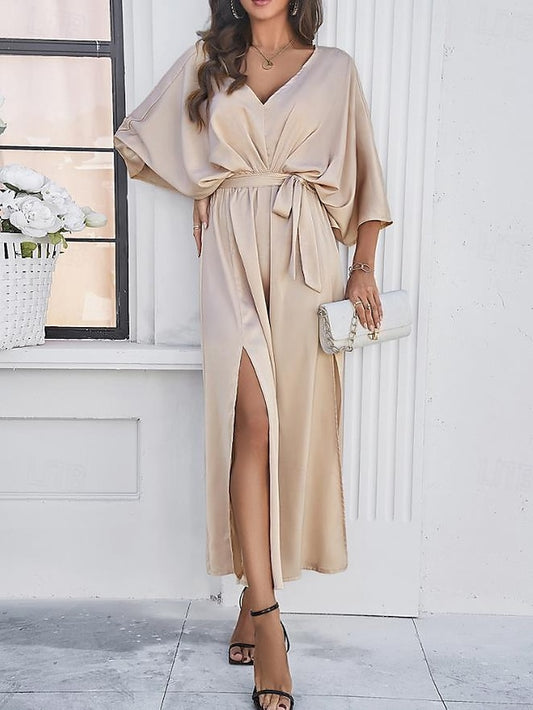 Women's Tiered Dress Maxi Dress Split Thigh Party Formal V