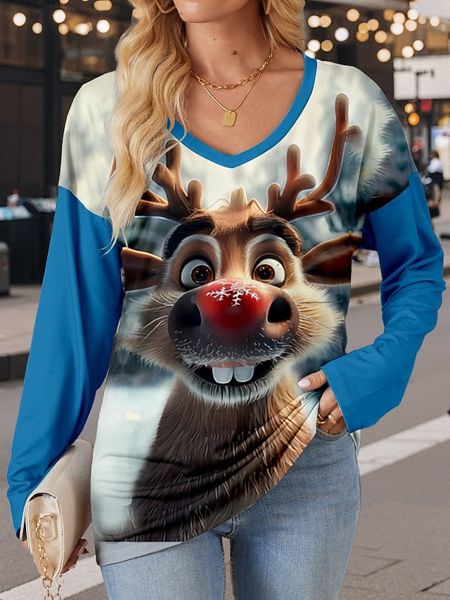 Women's T Shirt Modern Casual Print Long Sleeve Regular