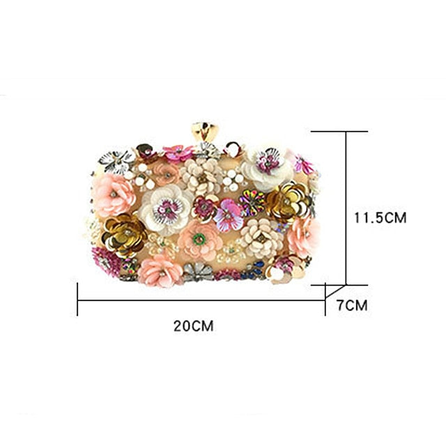 3D Floral Evening Clutch Women's Embellished Flower –