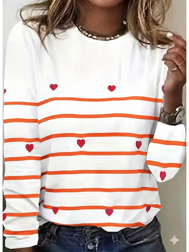 Valentine's Day Women's T Shirt Heart Graphic Fashion