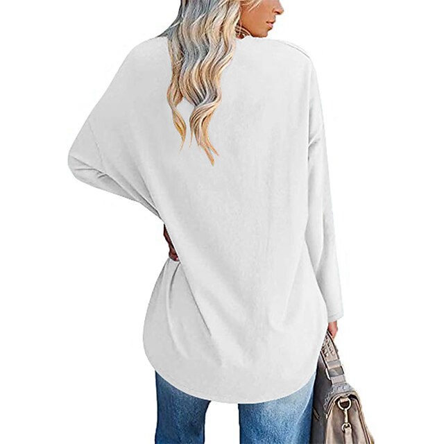 Women's T Shirt Plain Basic Long Sleeve V Neck Regular Tops