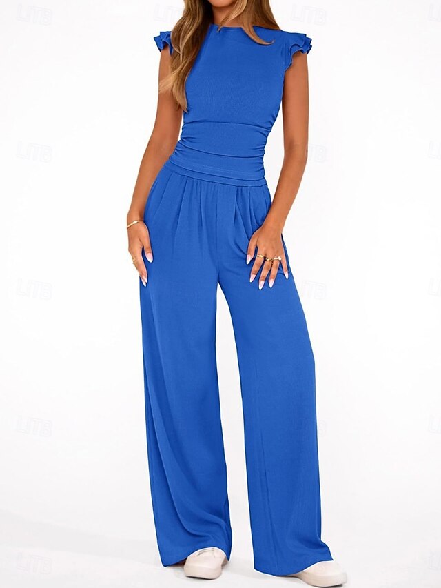 Women's Two Piece Sets Camis Pants Sets Sleeveless Round