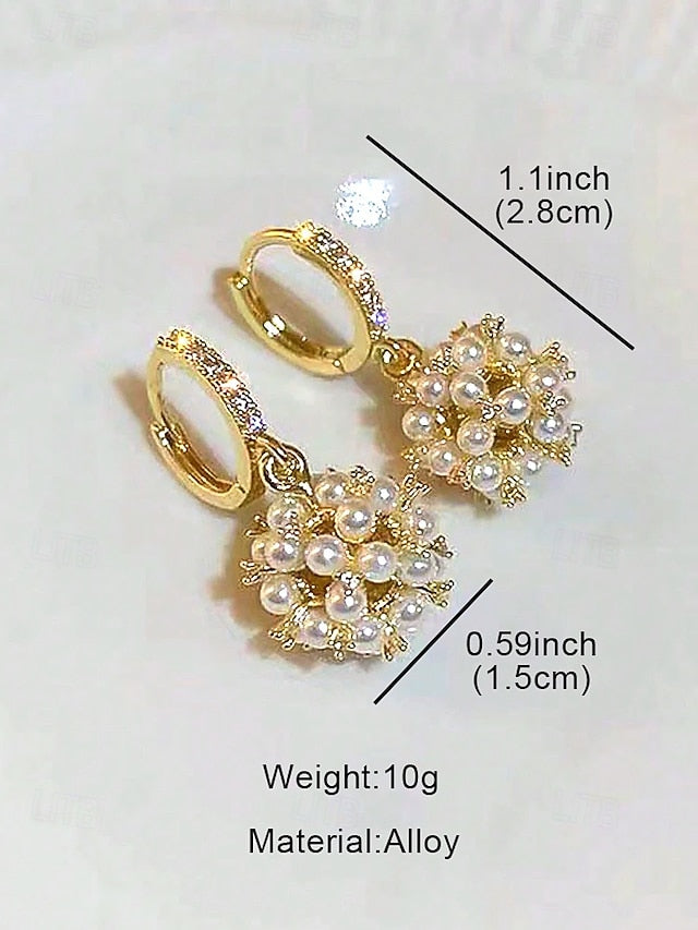 Imitation Plated Gold Women's Earrings Pearl - String
