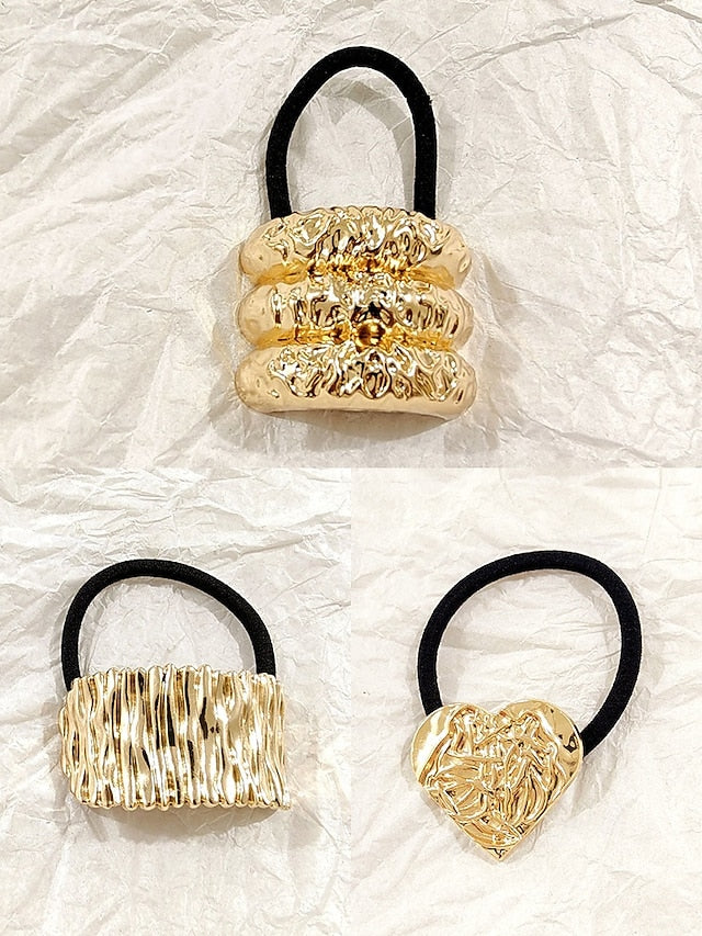 Women's Scrunchies Elastic Hair Gold Tone with - Band