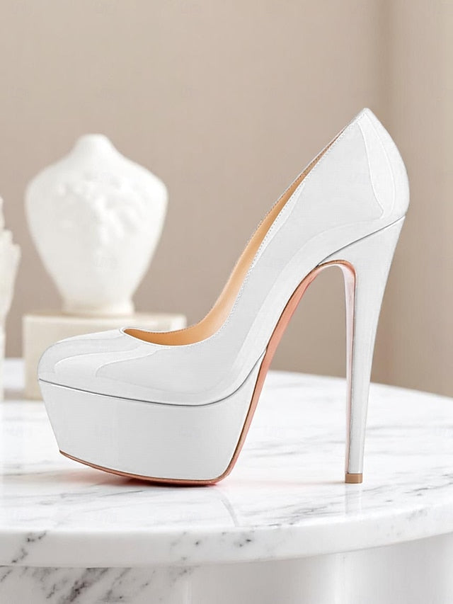 Women's and Pointed-Toe Patent Platform Heels with Black