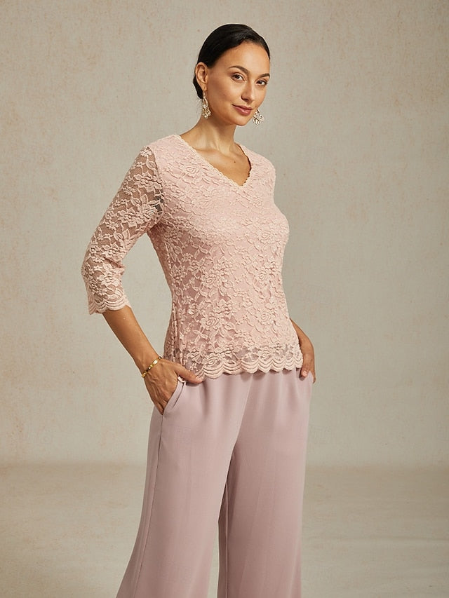 Women's Lace Shirt Blouse Lace Floral Elegant Long Sleeve V