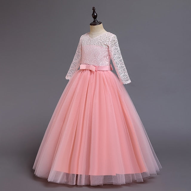 Half Flower Girls' Kids Girl Sleeve Dress Wedding