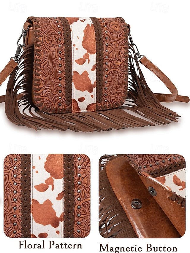 Kunstleder Damen Schultertasche mit mehreren Taschen - Umhängetasche