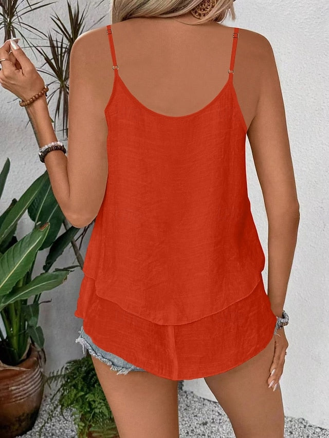 Women's Tank Top Ruffle Plain Fashion Modern Casual