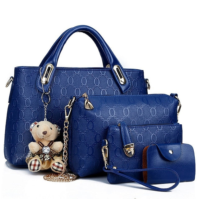 4 Bag Leather Purse PU Women's Pieces Set