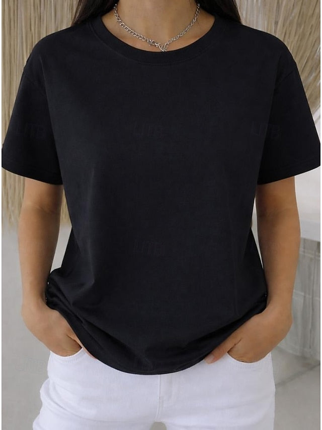 Women's Plus Size T Shirt Tee 100% Cotton Solid Color