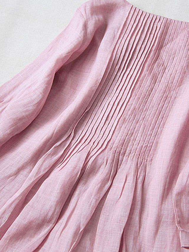 Women's White Pink Purple Summer Spring Midi Dress White