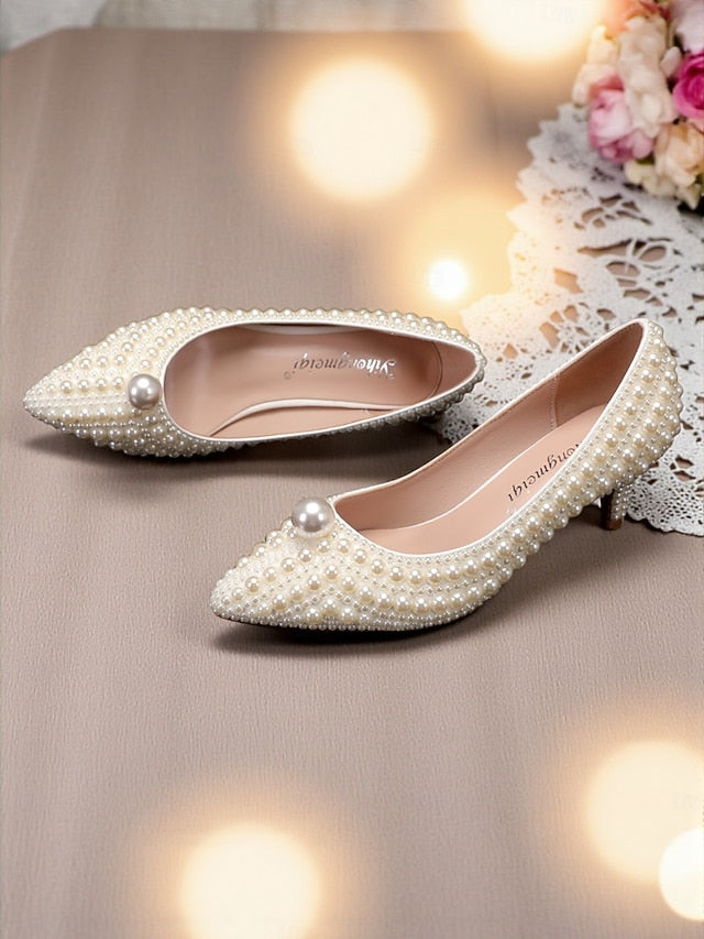 and Kitten Women's Matching Pumps Heel Pearl-Embellished