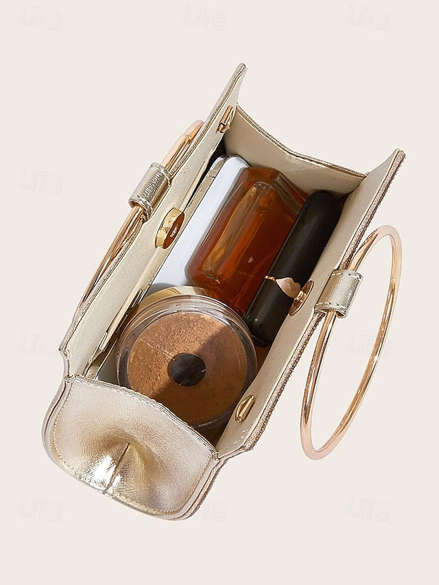 – Crystal with Ring Clutch Handle Evening Elegant Gold