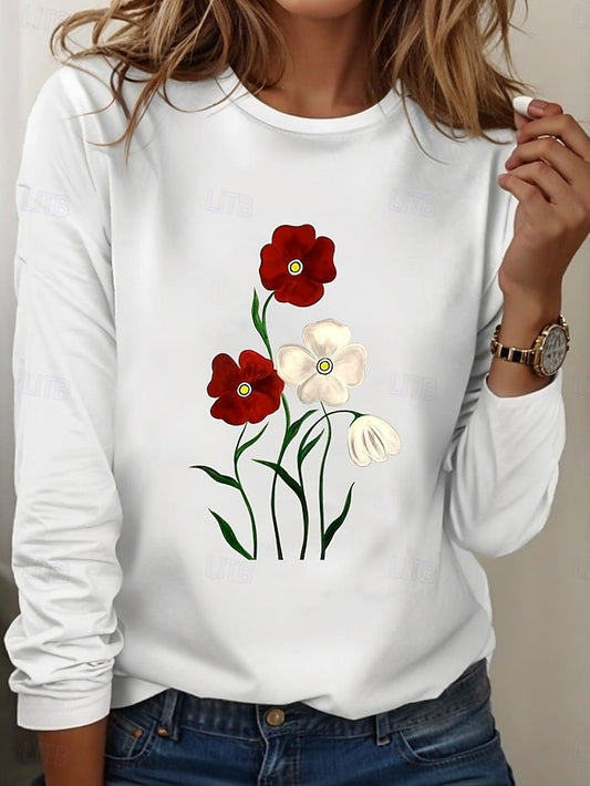 Women's 100% Cotton Tunic T Shirt Fashion Casual Print Long