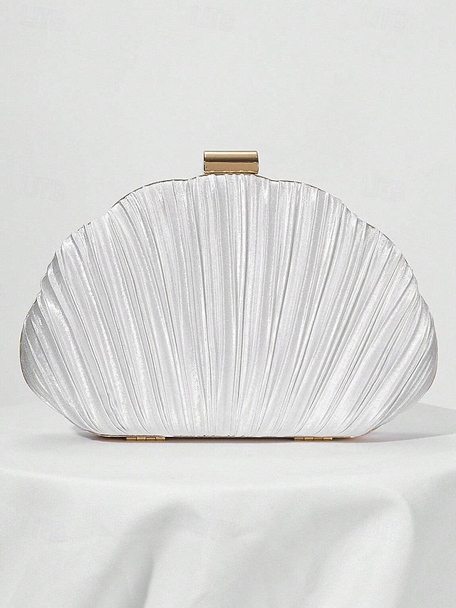Pleated Women's Satin Shell Evening Purse Clutch