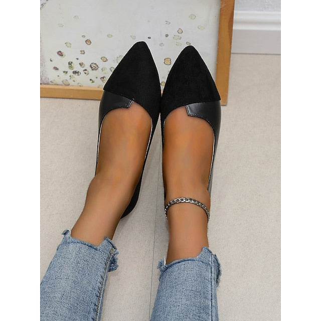 Elegant Slip-On Toe Two-Tone – Pointed Flats Women's