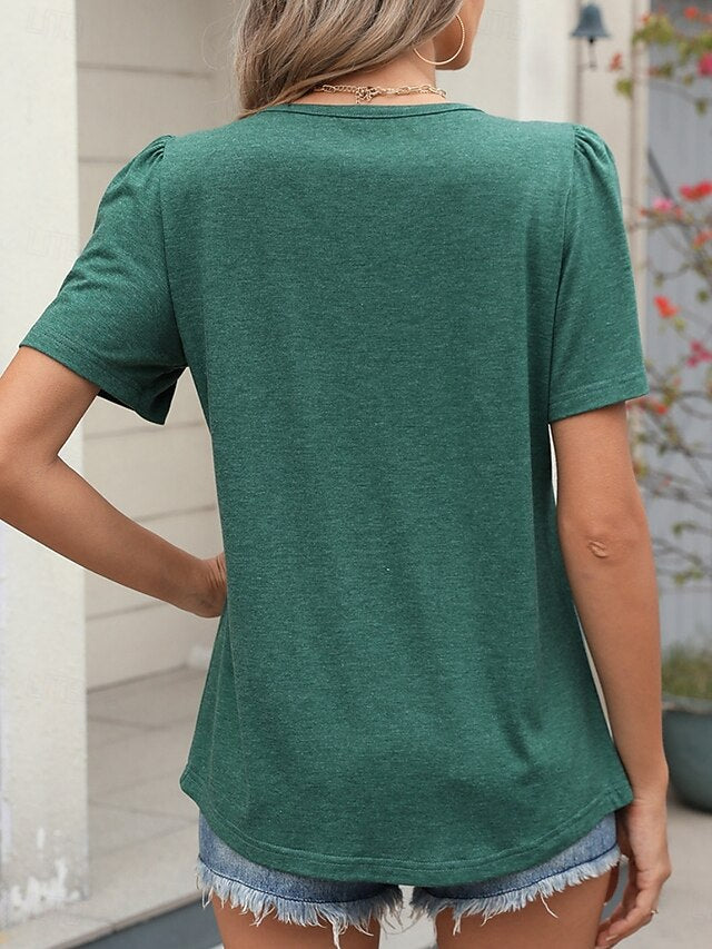 Women's T Shirt Tee Top Ruched Plain Fashion Stylish