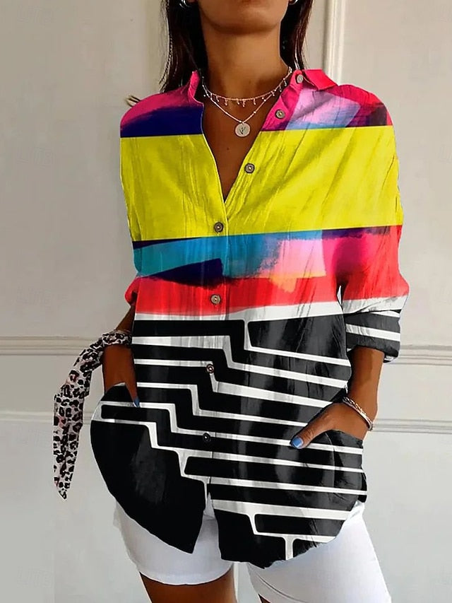 Women's Shirt Linen Like Breathable Lightweight Graphic