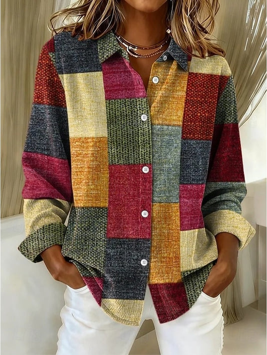 Women's Shirt Blouse Graphic Geometric Plaid Vintage Daily