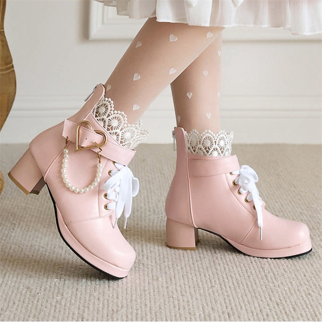 Boots Ankle Lace-Up Shoes Bridal White – Wedding Women's