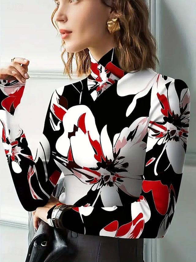 Women's T Shirt Print Tiered Floral Graphic Elegant Vintage