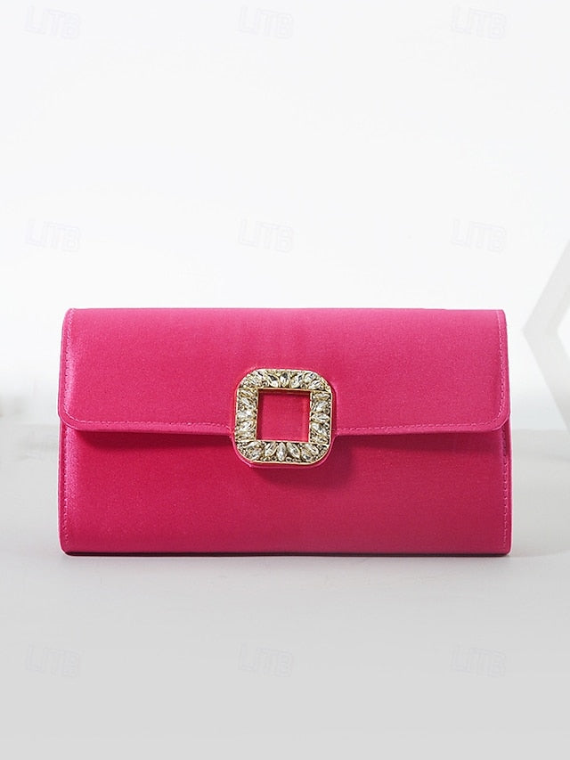 with Women's Satin - Rhinestone Elegant Clutch White Buckle