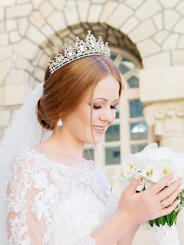 Rhinestone Women's Jewelry and Tiara Silver – Set Elegant