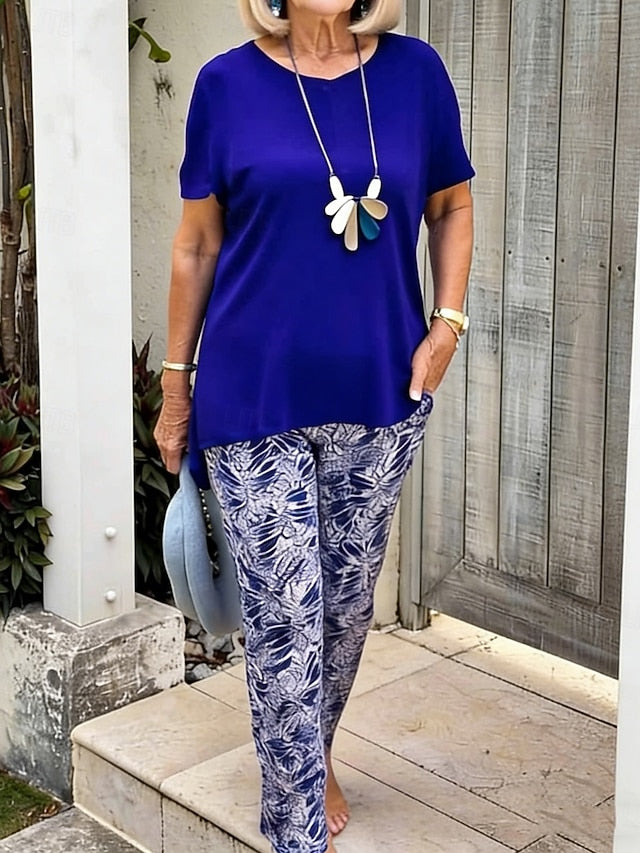 Women's Two Piece Sets Pants Sets Bolero Top Short Sleeve