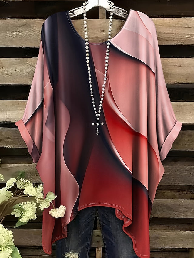 Women's Blouse Asymmetric Graphic Geometric Color Block