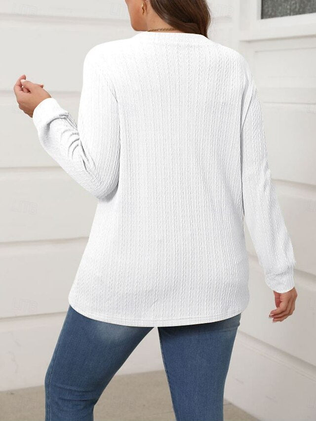 Women's T-Shirt  Solid Color Stylish Modern Casual Long