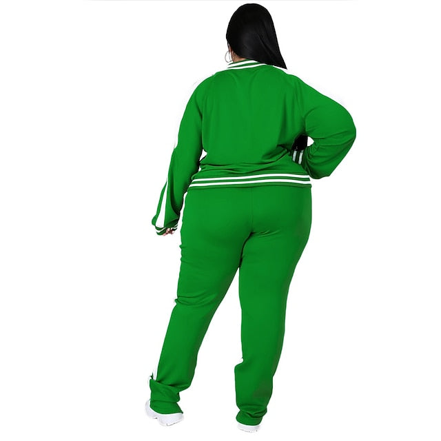 Women's Tracksuit Sweatsuit Drawstring 2 Piece Striped
