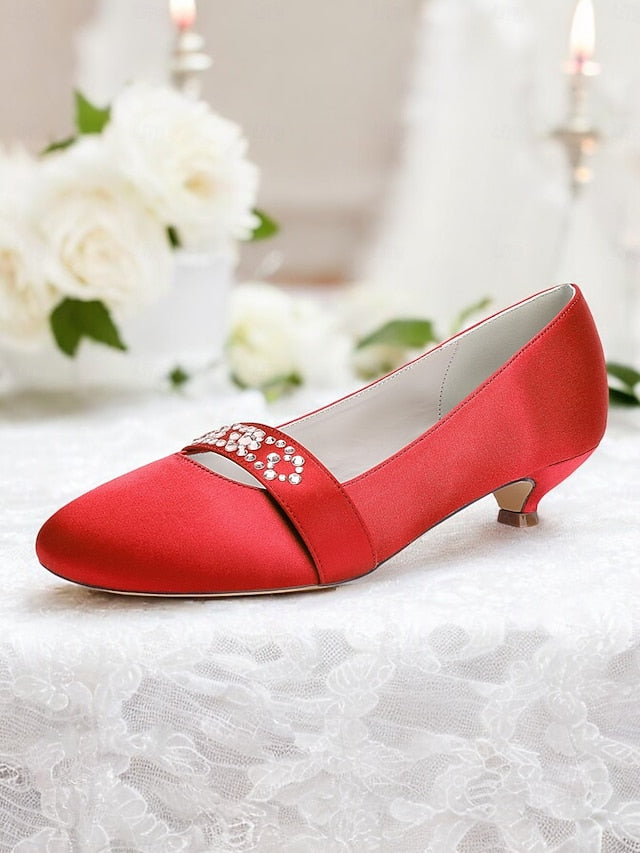 Kitten Women's Satin with Blue Heels Rhinestone