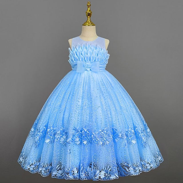 Girl Dress Girls' Flower Colored Solid Kids