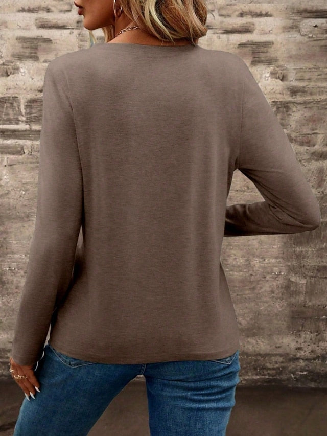 Women's T Shirt Tee Top Solid Color Fashion Classic Casual