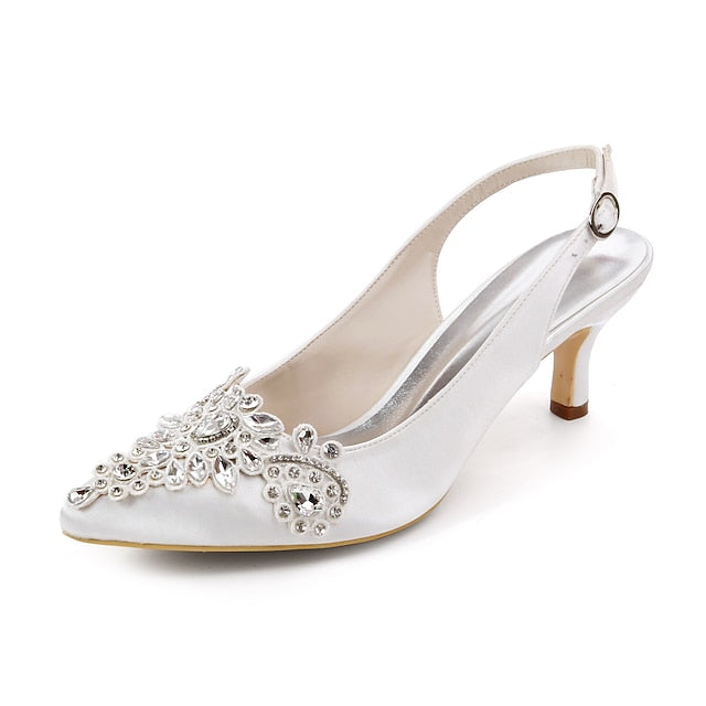 Embellishment with Heels Crystal Women - Beige Slingback for