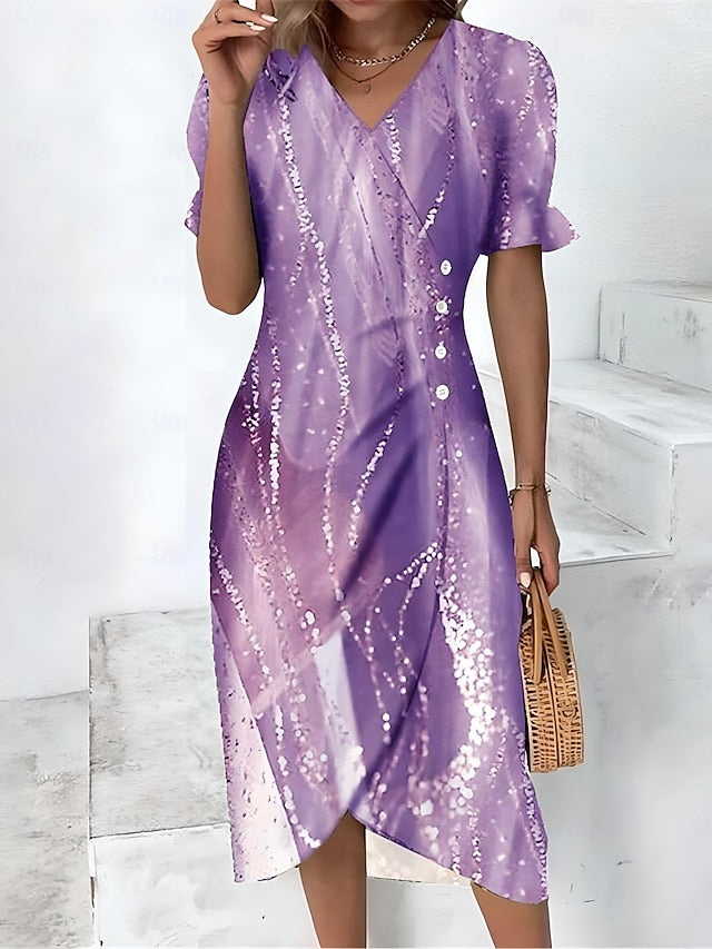 Women's Midi Dress Wrap Dress Elegant Lightweight Puff