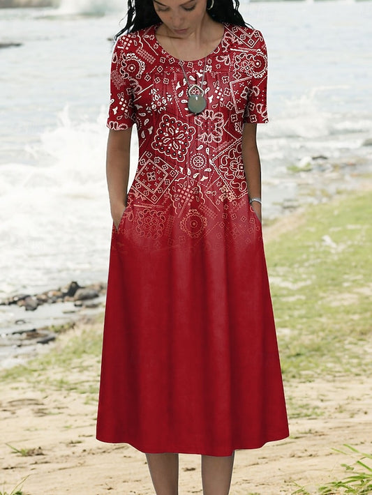 Women's Midi Dress T Shirt Dress Tee Dress A Line Dress