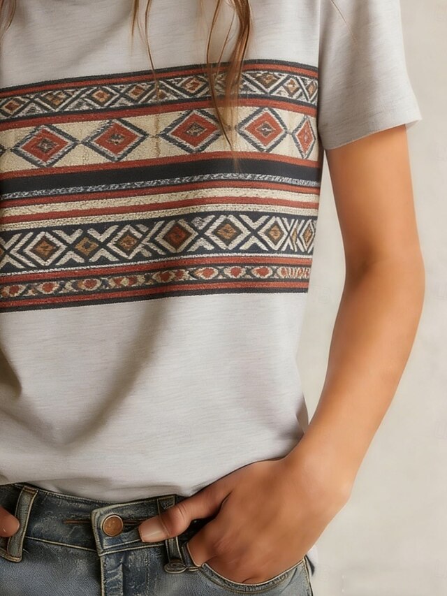 Women's T Shirt Tee Top Print Graphic Geometric Bohemia