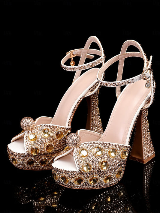 Glamorous Women's with Sandals Platform Crystal-Embellished
