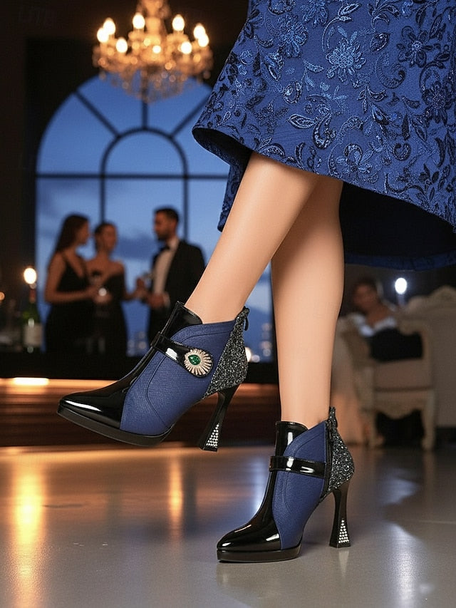 High Heel Boots Ankle Women's Glitter