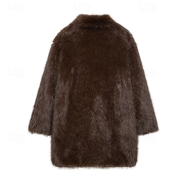 Furs Coat Faux Pocket Comfortable Fur Warm Women's
